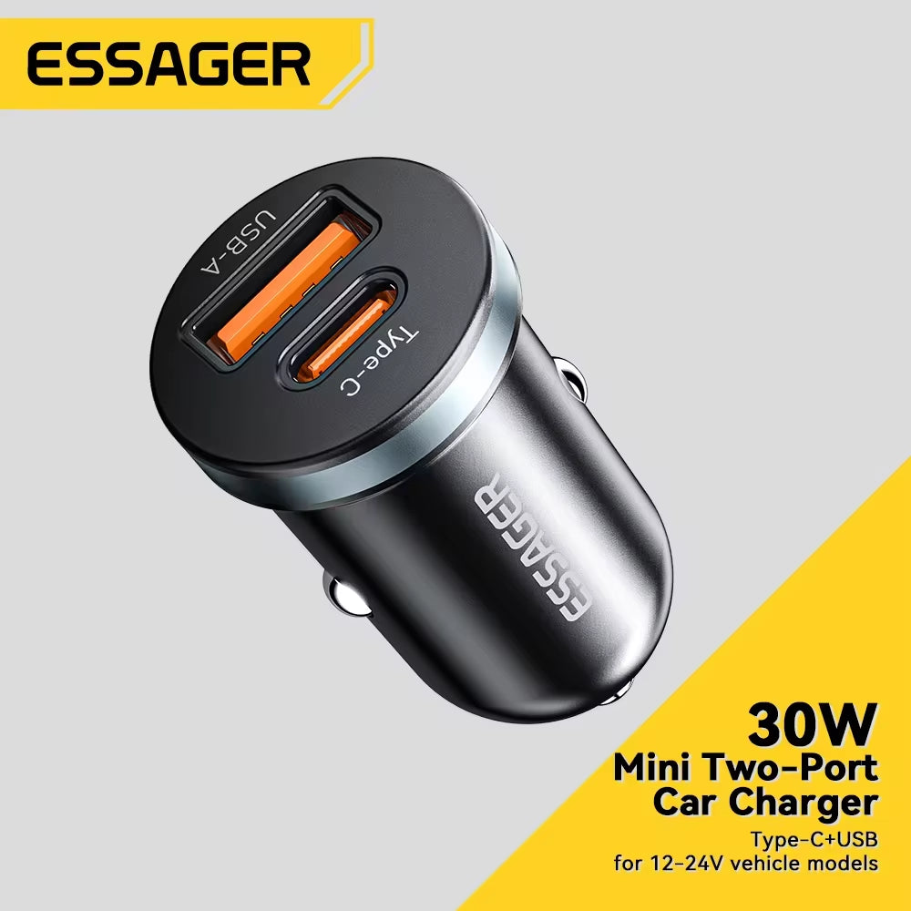 Cargador de coche 30W USB y Tipo C