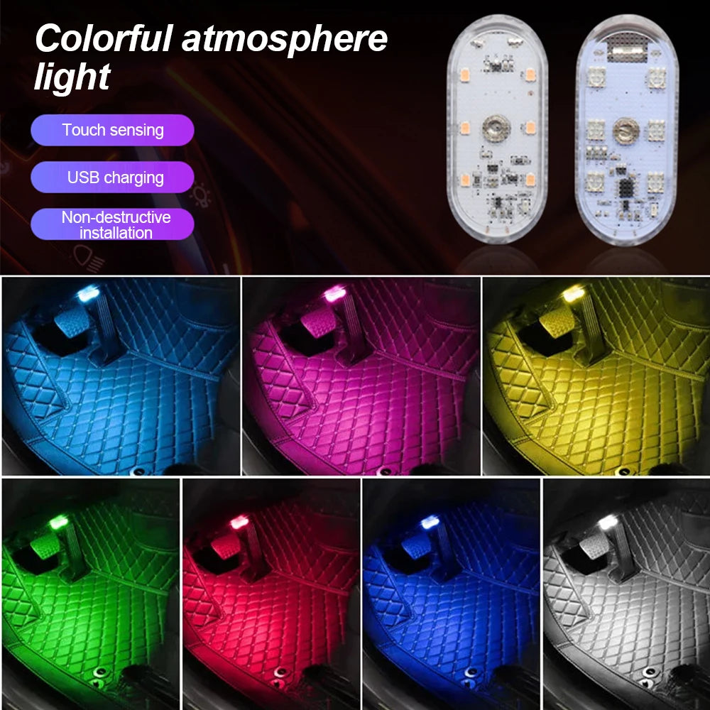 Multi Color Car Lights Wireless LED Touch Light Roof Ceiling Sensor Read Lamp Mini USB Charging Light Auto Interior Accsesories